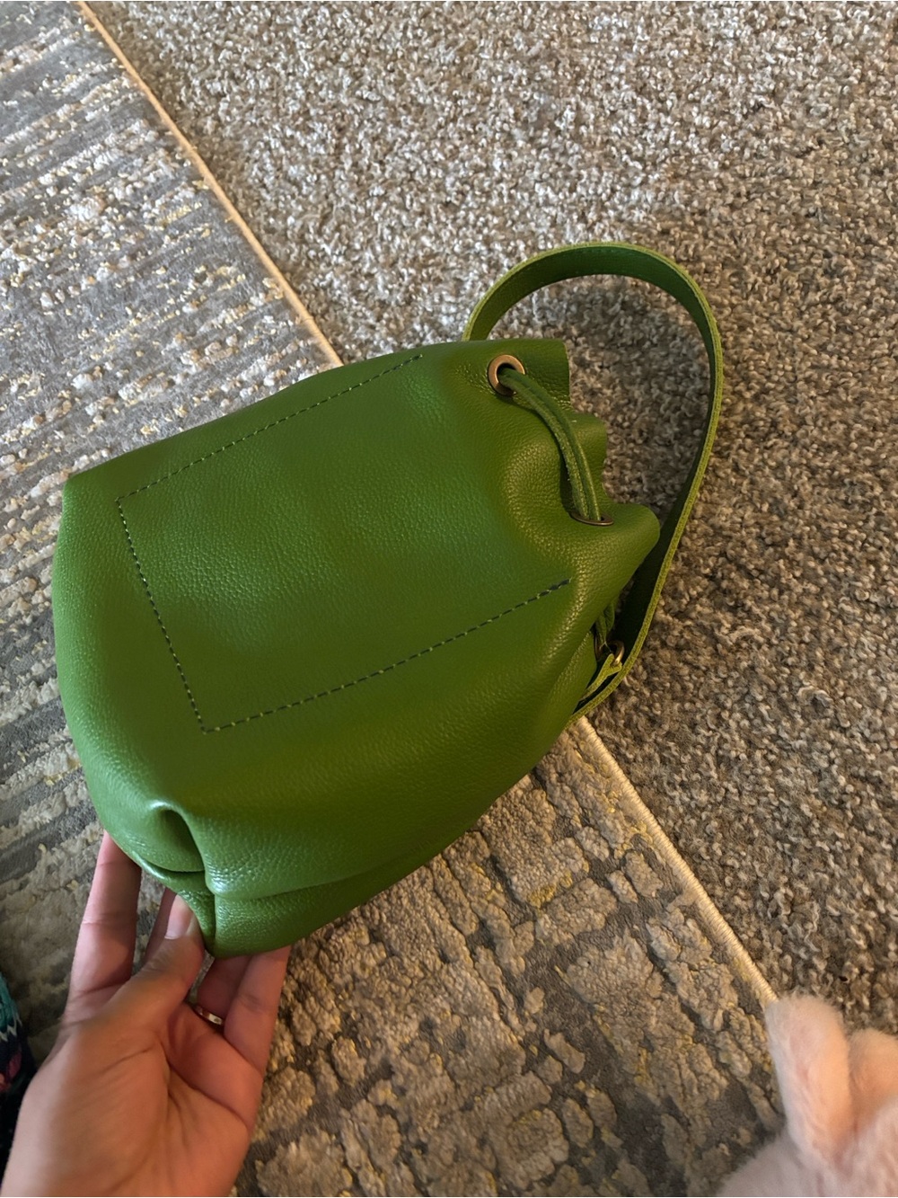 PLG-Green Drawstring Small Mantis Bucket Bag - Picture 4 of 4